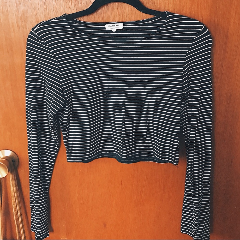 B/W Striped Crop Top